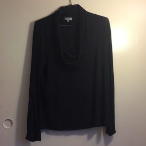 Black scoop neck long sleeved blouse
